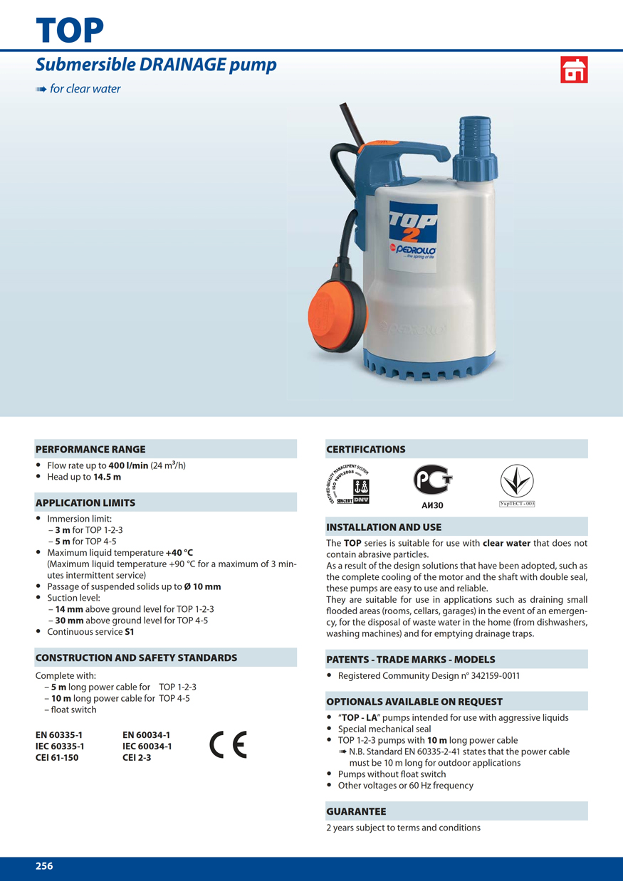 Pompa Celup Pedrollo Type TOP 2 alt text