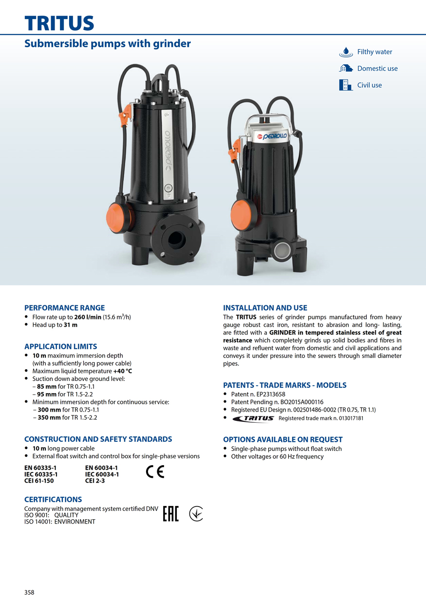 Pompa Pedrollo Type TRITUS 2 alt text